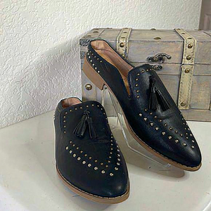 Oasis Society Women’s Studded Tassel Slip On Mules Black Size‎ 8.5